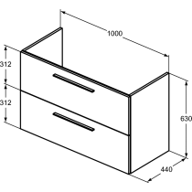I.LIFE A Skrinka pod umývadlo 100 cm, farba matná uhľovo sivá, T5257NV
