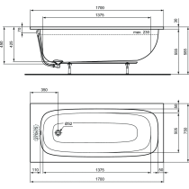 I.LIFE Vaňa akrylátová 170x75 cm, T476001