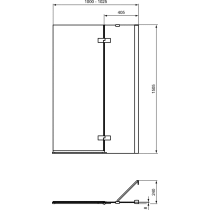 I.LIFE Vaňová zástena dvojdielná 100 cm Pravá, hranatý tvar T4886EO