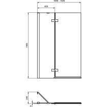 I.LIFE Vaňová zástena dvojdielná 100 cm Ľavá, hranatý tvar T48867O