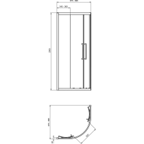 I.LIFE Sprchovací kút rohový vstup štvrťkruh 90x90 cm, T4935EO