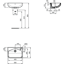 I.LIFE S  Umývadlo polozápustné 50x36 cm, T458801