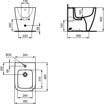I.LIFE S Stacionárny bidet 36x48 cm, T459501