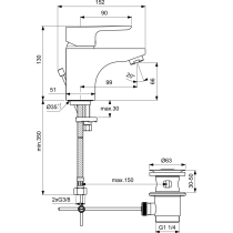 CeraPlan III umývadlová batéria s odpadovou garnitúrou a flexibilnými hadicami, 5L/min., B0772AA