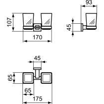 IOM Sklenený dvojpohár s držiakom, E2205AA