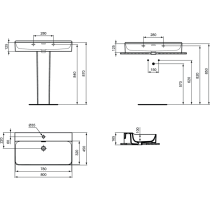 CONCA Umývadlo 80x45 cm, s otvorom pre bat., farba biela lesklá s IdealPlus úpravou, s prepad. otvorom, brúsená hrana, T3826MA