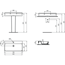 CONCA Umývadlo 80x45 cm, s otvorom pre batériu, farba biela lesklá, bez prepadového otvoru, T379501