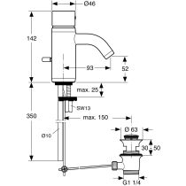 CERAMIX STYLE Umývadlová batéria s odpadovou garnitúrou a flexibilnými hadicami, A3648AA