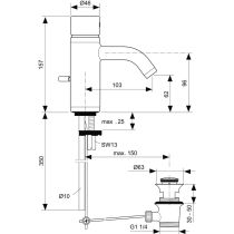CERAMIX STYLE Umývadlová batéria s odpadovou garnitúrou a flexibilnými hadicami, A3689AA