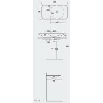 RAK VALET Umývadlo 92x50,5 cm, s odkladacou plochou vľavo,  VALWB09301AWHA