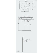 RAK VALET Umývadlo 92x50,5 cm, s odkladacou plochou vpravo,  VALWB09201.500