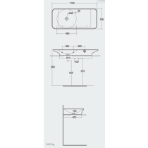 RAK VALET Umývadlo 112x50,5 cm, s odkladacou plochou vpravo,  VALWB11201.500
