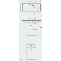 RAK VALET Umývadlo 112x50,5 cm, s odkladacou plochou vľavo,  VALWB11301.500