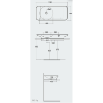 RAK VALET Umývadlo 112x50,5 cm, s odkladacou plochou vpravo,  VALWB11200AWHA