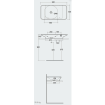 RAK VALET Umývadlo 92x50,5 cm, s odkladacou plochou vpravo,  VALWB09200.500