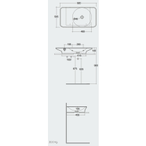 RAK VALET Umývadlo 92x50,5 cm, s odkladacou plochou vľavo,  VALWB09300.500