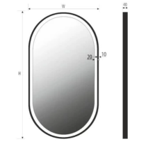 ZRKADLO Oválne 60x130 cm, rám kovový, s osvetlením, U60130