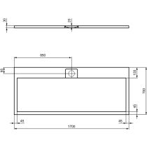 I.LIFE ULTRA FLAT S 170x70 cm Sprchová vanička Biela, T5244FR