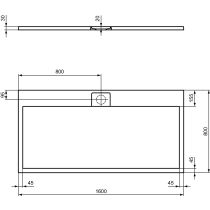 I.LIFE ULTRA FLAT S 160x80 cm Sprchová vanička Biela, T5225FR