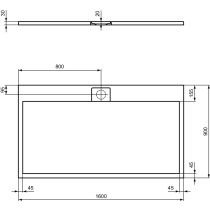 I.LIFE ULTRA FLAT S 160x90 cm Sprchová vanička Betónovo sivá, T5226FS