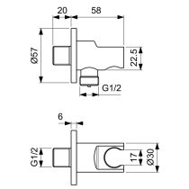 IDEAL RAIN Diel pre pripojenie sprchy, okrúhly, integrovaný pevný držiak, BC807A2