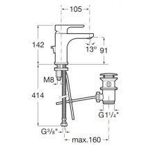 ROCA L20 Umývadlová batéria s odpadovou garnitúrou a flex. hadicami, A5A3A09C00