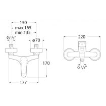 ROCA AROLA Vaňová batéria 150 mm, A5A0D6AC0K
