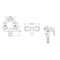 ROCA ATLAS Sprchová batéria 150 mm, A5A2190C00