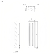 TERMA AERO V radiátor 32,5x150 cm, vonkajšie pripojenie 255 mm, AER32150