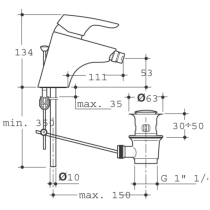 CERASPRINT Bidetová batéria s odpadovou garnitúrou a medenými trubkami, B3741AA