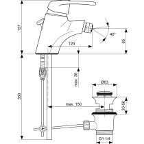 IDYLL Bidetová batéria s odpadovou garnitúrou a medenými trubkami, A2795AA