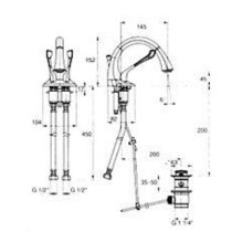 PIANO Umývadlová batéria s odpadovou garnitúrou, N9750AA