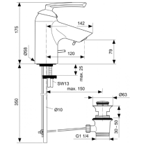 CERAMIX LIFE Bidetová batéria s odpadovou garnitúrou a medenými trubkami, A3705AA