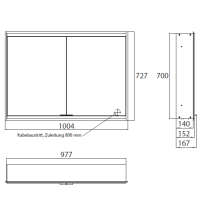 EMCO Zrkadlová skrinka 2-dvierková k zabudovaniu s osvetlením, konštrukcia, 949706035, 949700018