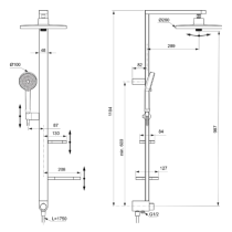 ALU+ Sprchový systém pre kombináciu s nástennou alebo podomietkovou batériou, strieborná, BD585SI