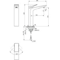 CONCA Umývadlová batéria s vysokým vývodom a  bez odpadovej garnitúry, Ušľachtilá oceľ, BC758GN