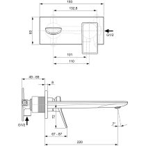 CONCA umývadlová batéria nástenná, výtok 22 cm, diel 2, A7372AA