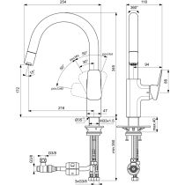 CERAPLAN kuchynská batéria s otočným vývodom a vyťahovacou sprškou, BD337AA