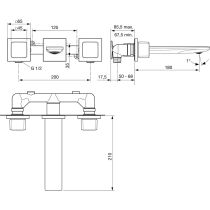 CONCA Umývadlová batéria 3-otvorová nástenná podomietková diel1 + diel2, ušľachtilá oceľ, A7445GN