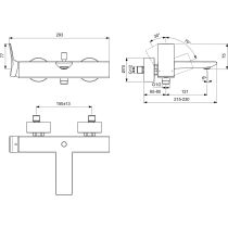 CONCA Vaňová batéria nástenná, kartáčované zlato, BC762A2