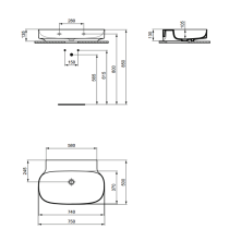LINDA-X Umývadlo nástenné 75x50 cm, bez otvoru pre batériu, T439801