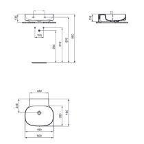 LINDA-X Umývadlo nástenné 50x48 cm, bez otvoru pre batériu, T439201