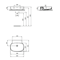 LINDA-X Umývadlo nástenné 60x50 cm, T498401
