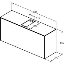 CONCA Umývadlová skrinka 120 cm s hornou doskou, šírka 37 cm,  T3937Y2