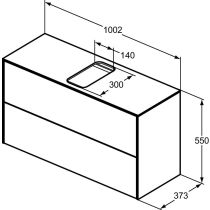 CONCA Umývadlová skrinka 100 cm s hornou doskou, šírka 37 cm,  T3948Y1