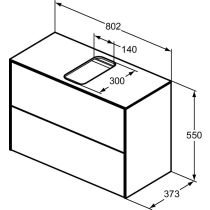 CONCA Umývadlová skrinka 80 cm s hornou doskou, šírka 37 cm,  T3947Y2