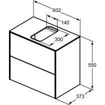 CONCA Umývadlová skrinka 60 cm s hornou doskou, šírka 37 cm,  T3946Y2