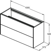 CONCA Umývadlová skrinka 100 cm bez hornej dosky, šírka 37 cm,  T4353Y5