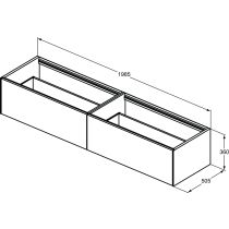 CONCA Umývadlová skrinka 200 cm bez hornej dosky, šírka 50 cm,  T3987Y1