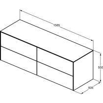 CONCA Umývadlová skrinka 160 cm s hornou doskou, šírka 50 cm,  T4325Y2